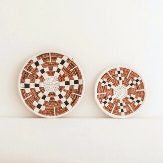 Soeji Wanddecoratie Ronde Boho Muurmand of Platte Kom TAMAN gemaakt van Bananenvezel (2 maten)