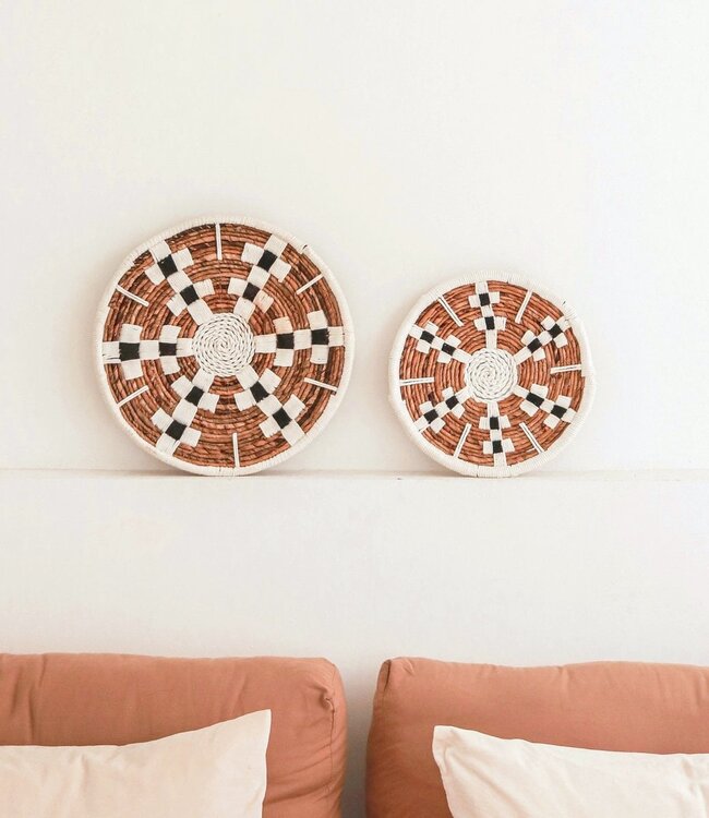 Wanddecoratie Ronde Boho Muurmand of Platte Kom TAMAN gemaakt van Bananenvezel (2 maten)