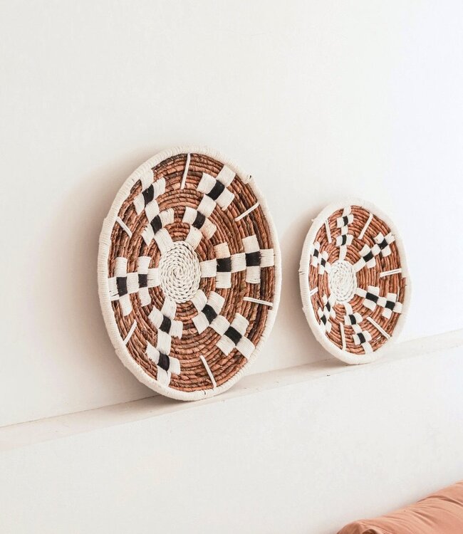 Wanddecoratie Ronde Boho Muurmand of Platte Kom TAMAN gemaakt van Bananenvezel (2 maten)