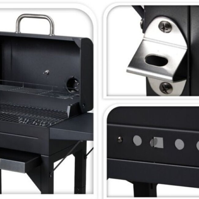 Houtskool BBQ - mat zwart - verrijdbaar