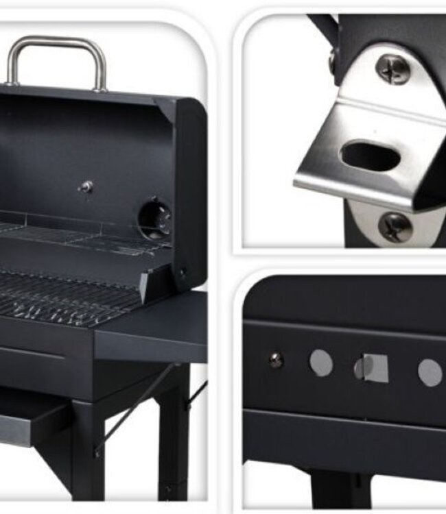 Houtskool BBQ - mat zwart - verrijdbaar