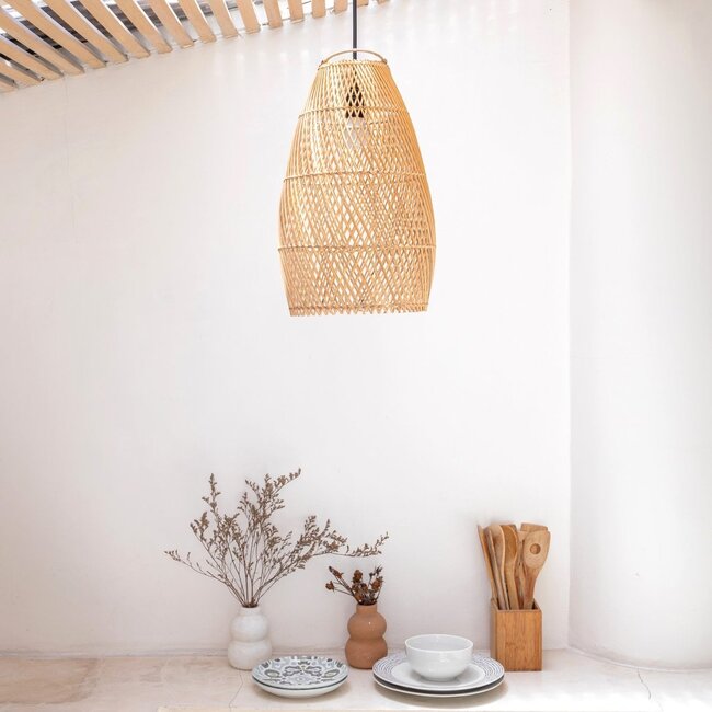 Rotan plafondlamp Boho lampenkap TABUNG