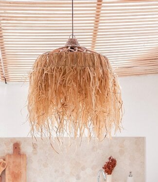 Soeji Raffialamp met lange franjes | Lampenkap | Hanglamp KAWI (2 maten)