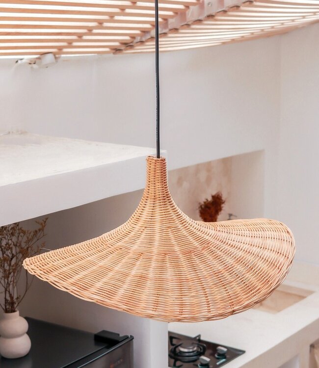 Rotanlamp | Natuurlijke lampenkap SAYAN trechtervormige hanglamp gemaakt van natuurlijke vezels (2 maten)