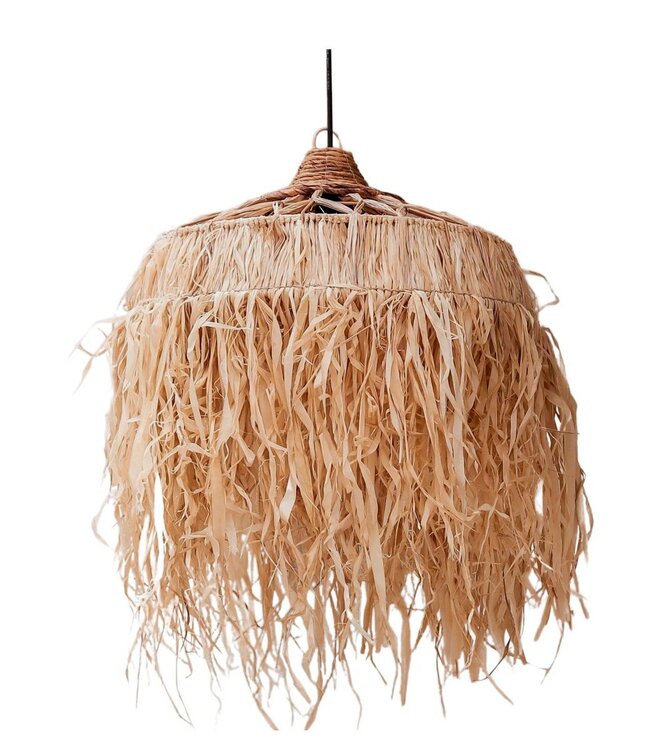 Raffialamp met lange franjes | Lampenkap | Hanglamp KAWI (2 maten)