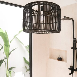 Soeji Lampenkap Zwart Rotan Plafondlamp Hanger Handgemaakt van natuurlijke vezels LIKU (2 maten)