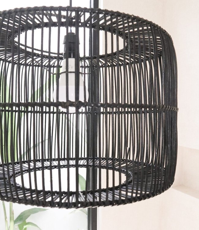 Lampenkap Zwart Rotan Plafondlamp Hanger Handgemaakt van natuurlijke vezels LIKU (2 maten)