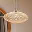 Soeji Rattan lampenkap-Boho hanglamp-Natuurlijke plafondlamp-schijfvormige lamp-plat handgeweven plafondlicht (Ø 40 cm) arana