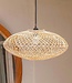 Rattan lampenkap-Boho hanglamp-Natuurlijke plafondlamp-schijfvormige lamp-plat handgeweven plafondlicht (Ø 40 cm) arana