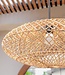 Rattan lampenkap-Boho hanglamp-Natuurlijke plafondlamp-schijfvormige lamp-plat handgeweven plafondlicht (Ø 40 cm) arana