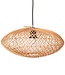 Rattan lampenkap-Boho hanglamp-Natuurlijke plafondlamp-schijfvormige lamp-plat handgeweven plafondlicht (Ø 40 cm) arana
