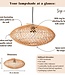 Rattan lampenkap-Boho hanglamp-Natuurlijke plafondlamp-schijfvormige lamp-plat handgeweven plafondlicht (Ø 40 cm) arana