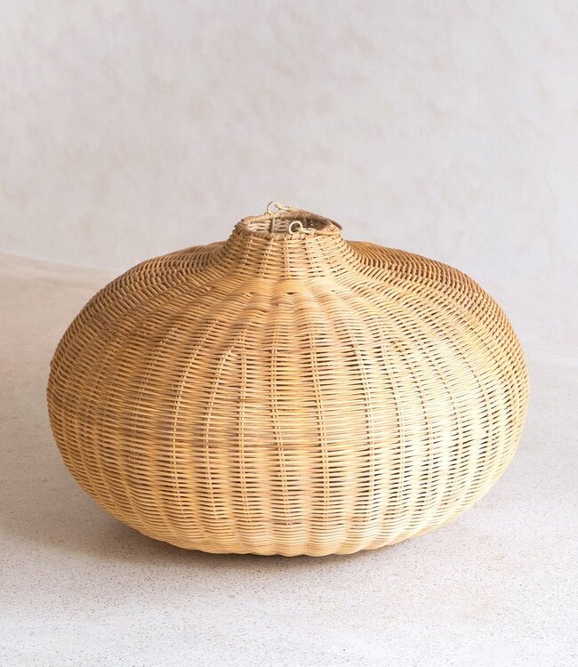 Grote rotan -lampenkap - ronde boho hanglamp - handgemaakte rotan hangende lamp - natuurlijke vezels geweven lampenkap (Ø 56 cm) anjani
