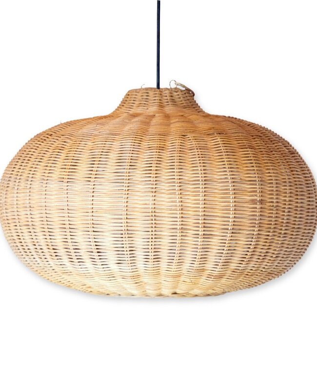 Grote rotan -lampenkap - ronde boho hanglamp - handgemaakte rotan hangende lamp - natuurlijke vezels geweven lampenkap (Ø 56 cm) anjani