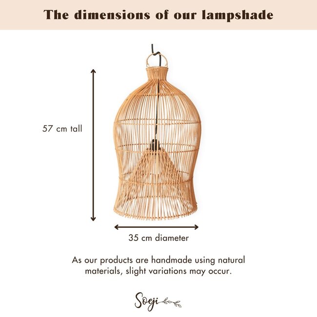 Rotan lampenkap – Boho hanglamp – plafondlamp hangend – Boho plafondlamp MAHARA (Ø35 cm)