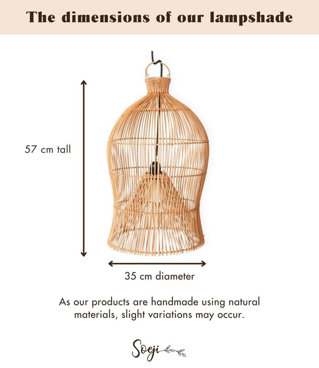 Rotan lampenkap – Boho hanglamp – plafondlamp hangend – Boho plafondlamp MAHARA (Ø35 cm)