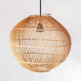 Soeji Round Rattan Lampshade - Boho hanglamp Modern - Handgemaakte plafondlamp - Sferische natuurlijke hanglamp (Ø 40/50 cm) Kencana