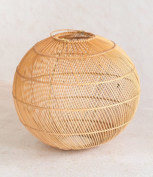 Round Rattan Lampshade - Boho hanglamp Modern - Handgemaakte plafondlamp - Sferische natuurlijke hanglamp (Ø 40/50 cm) Kencana