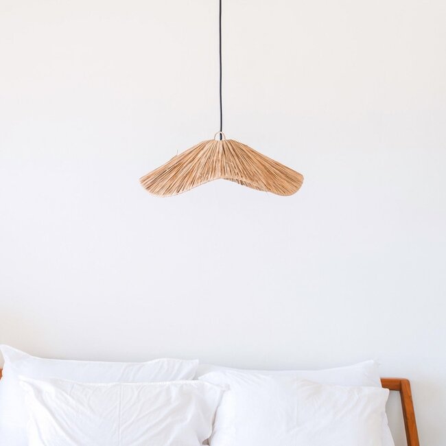 Boho lampenkap – grote raffia plafondlamp – natuurlijke hanglamp – handgemaakte plafondlamp gemaakt van raffia TAMPAH (Ø 53 cm)
