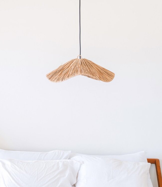 Boho lampenkap – grote raffia plafondlamp – natuurlijke hanglamp – handgemaakte plafondlamp gemaakt van raffia TAMPAH (Ø 53 cm)