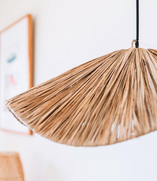 Boho lampenkap – grote raffia plafondlamp – natuurlijke hanglamp – handgemaakte plafondlamp gemaakt van raffia TAMPAH (Ø 53 cm)