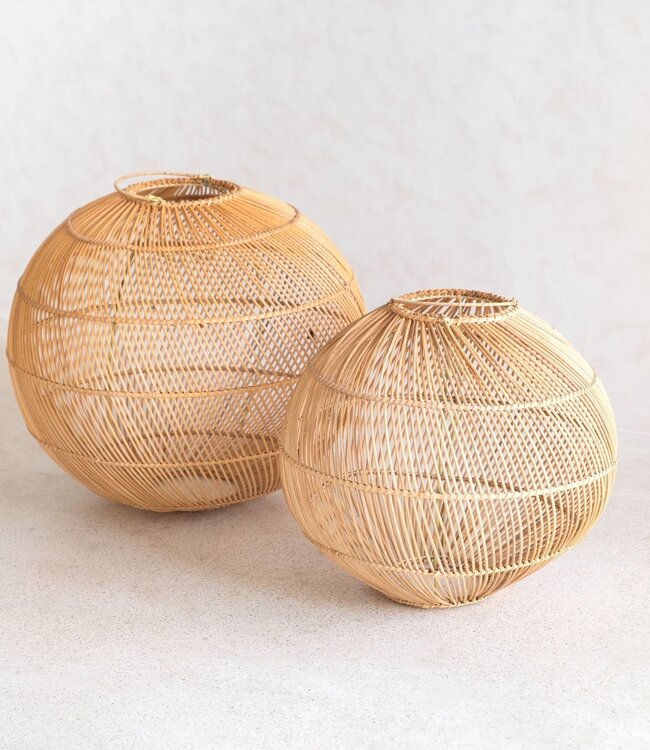 Round Rattan Lampshade - Boho hanglamp Modern - Handgemaakte plafondlamp - Sferische natuurlijke hanglamp (Ø 40/50 cm) Kencana