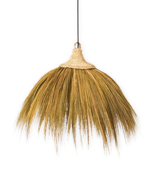 Grote lampenkap van zeegras – natuurlijke hanglamp met franjes – Boho hanglamp – handgemaakte tropische hanglamp MAWANA (Ø 53 cm)