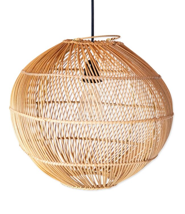 Round Rattan Lampshade - Boho hanglamp Modern - Handgemaakte plafondlamp - Sferische natuurlijke hanglamp (Ø 40/50 cm) Kencana
