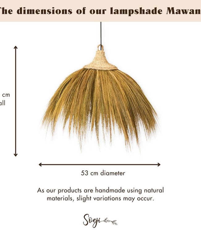 Grote lampenkap van zeegras – natuurlijke hanglamp met franjes – Boho hanglamp – handgemaakte tropische hanglamp MAWANA (Ø 53 cm)