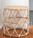 Ronde rotan bijzettafel – kleine boho salontafel – nachtkastje rotan beige – handgemaakte tafel gemaakt van natuurlijk rotan (Ø 45 cm) MUARA