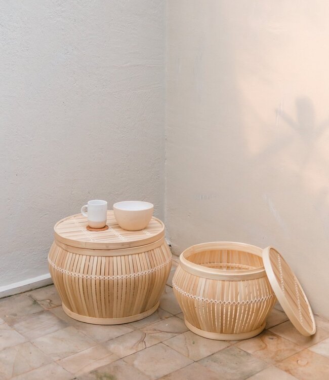 Bijzettafel | Salontafel | Tafelmand BATAVIA van Bamboe (2 maten)