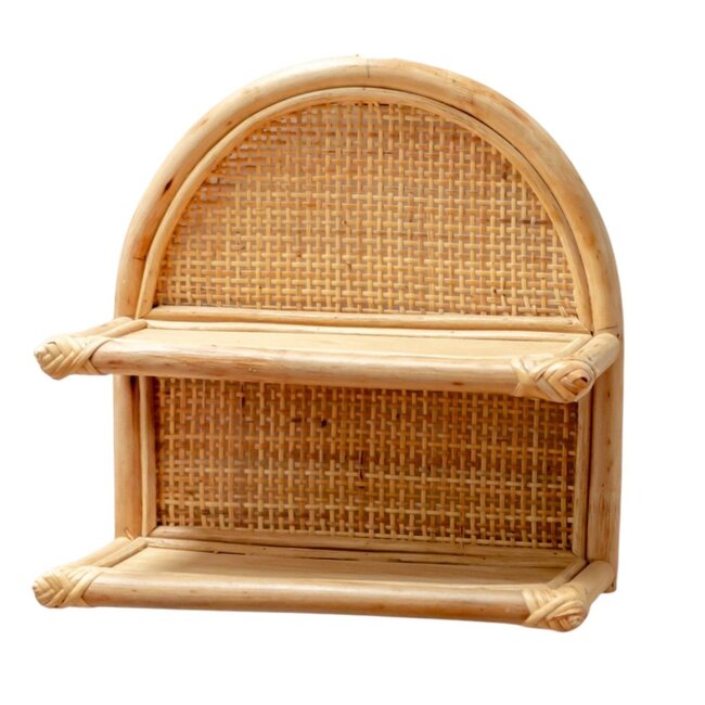 Rotan Wandplank 30x30 cm | Hangend plankje TIASA beige
