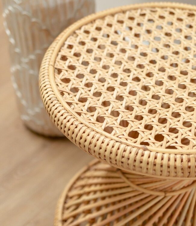 Rotan bijzettafel | Salontafel | Ronde salontafel LUHU Ø45 cm Beige