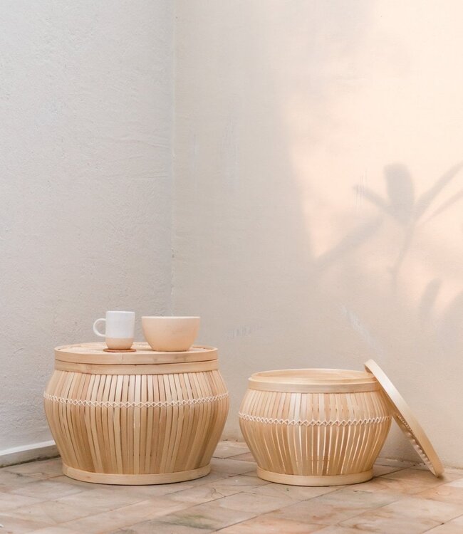 Bijzettafel | Salontafel | Tafelmand BATAVIA van Bamboe (2 maten)