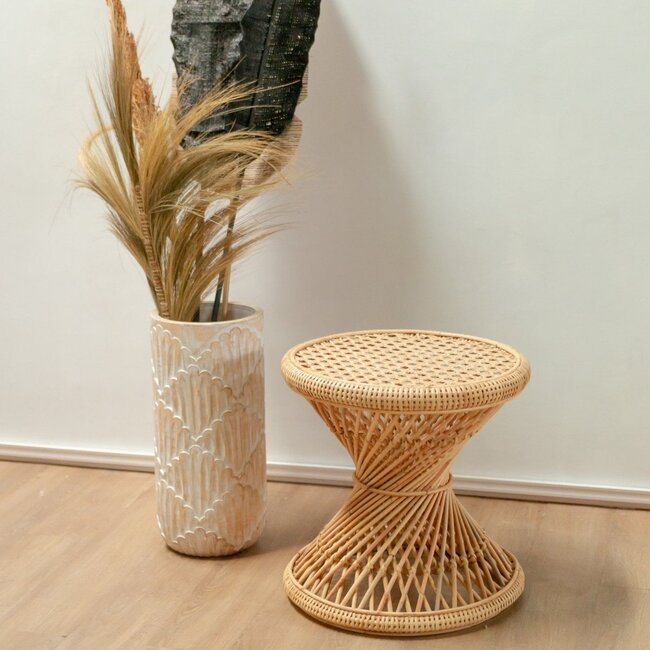 Rotan bijzettafel | Salontafel | Ronde salontafel LUHU Ø45 cm Beige