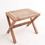 Grote houten kruk INDRA (beige) gemaakt van Trembesi met een zitvlak van geweven gerecycled papier