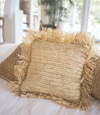 Soeji Sierkussen met vulling | Decoratief Kussen | Sofa Kussen GANDI gemaakt van Raffia