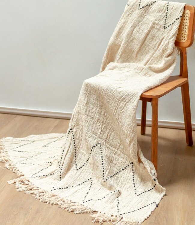 Katoenen deken | Sprei | Bedovertrek | Bankdeken 140x200 cm LINGGAH Handgeweven van katoen