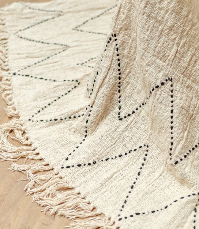 Katoenen deken | Sprei | Bedovertrek | Bankdeken 140x200 cm LINGGAH Handgeweven van katoen