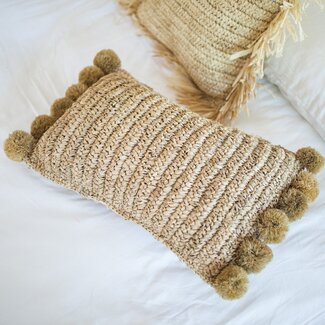Soeji Sierkussen met vulling | Decoratief Kussen | Sofa Kussen SANUR gemaakt van Raffia