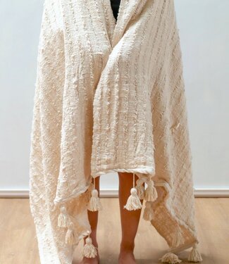 Soeji Boho Deken Katoenen Deken Sprei Bedovertrek Bankdeken 110x200 cm TENUN Handgeweven van katoen