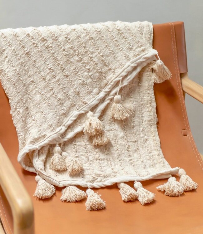 Boho Deken Katoenen Deken Sprei Bedovertrek Bankdeken 110x200 cm TENUN Handgeweven van katoen