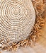 Rond Boho Kussen met Franjes Decoratief Kussen Ø40/50 cm Sierkussen van Raffia Bankkussen met Vulling TARAKAN beige