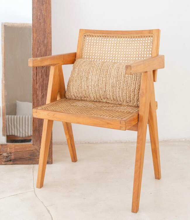 Raffia Sierkussen 50x30 cm met vulling Decoratief kussen Bankkussen DALUNG