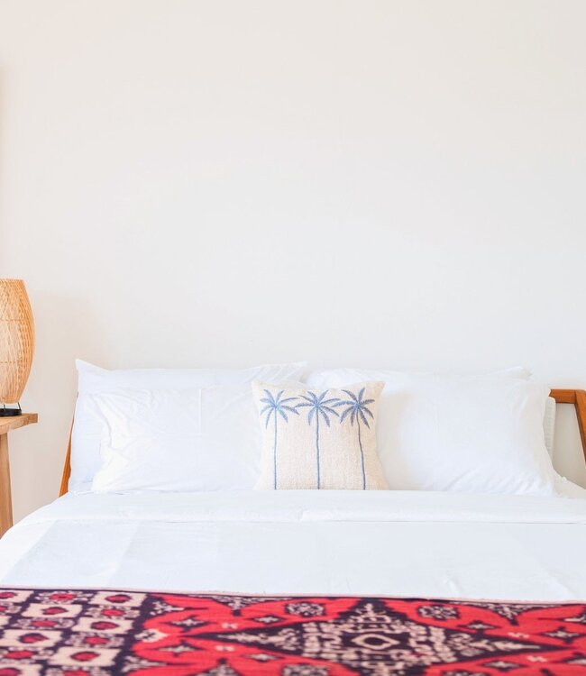 Katoenen kussenhoes Palmboompatroon – Boho geborduurd kussen – Decoratief kussen – Geborduurde kussenhoes 40x40 of 50x50 cm ANARKA