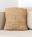 Boho kussen gemaakt van raffia - 40x40 cm decoratief geweven kussen - sofa kussen - natuurlijk beige vierkante kussen handgemaakt van raffia jiwa