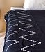 Zwarte plaid handgeweven – Boho sprei – geruite franjes en zigzagpatroon – gezellige bankdeken – katoenen plaid 140x200 cm LINGGAH