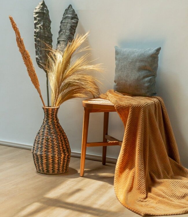 Geweven Boho Vaas DAYANA zwart gemaakt van Waterhyacint