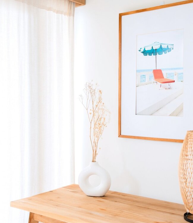 Ringvormige vaas wit – kleivaas handgemaakt – kleine bohovaas – vaas voor gedroogde bloemen – decoratieve vaas voor vensterbank, plank of tafel NUSA