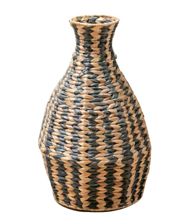 Geweven Boho Vaas DAYANA zwart gemaakt van Waterhyacint